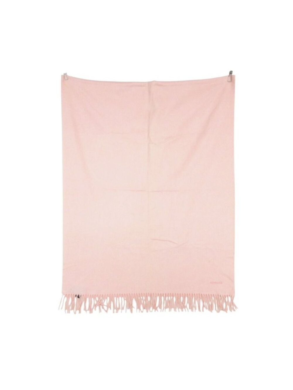 Hermes Scarf Large Cashmere 100% Fringe Shawl Logo Embroidery Light Pink